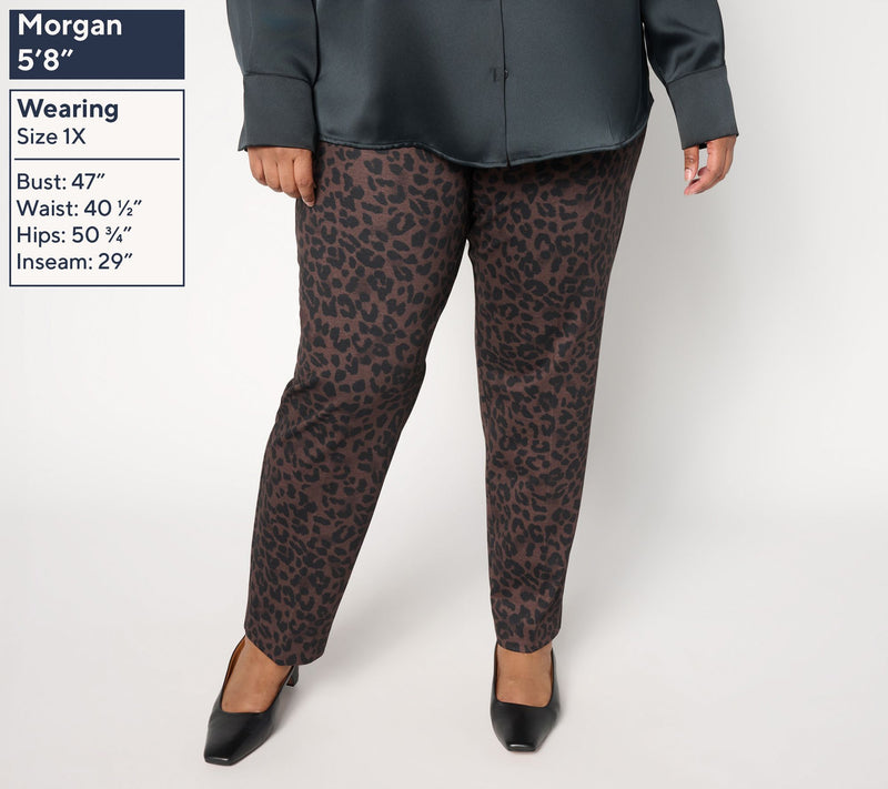 Susan Graver Regular Printed Ponte Straight Leg Pant — View 2