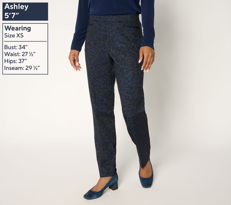 Susan Graver Regular Printed Ponte Straight Leg Pant — View 3