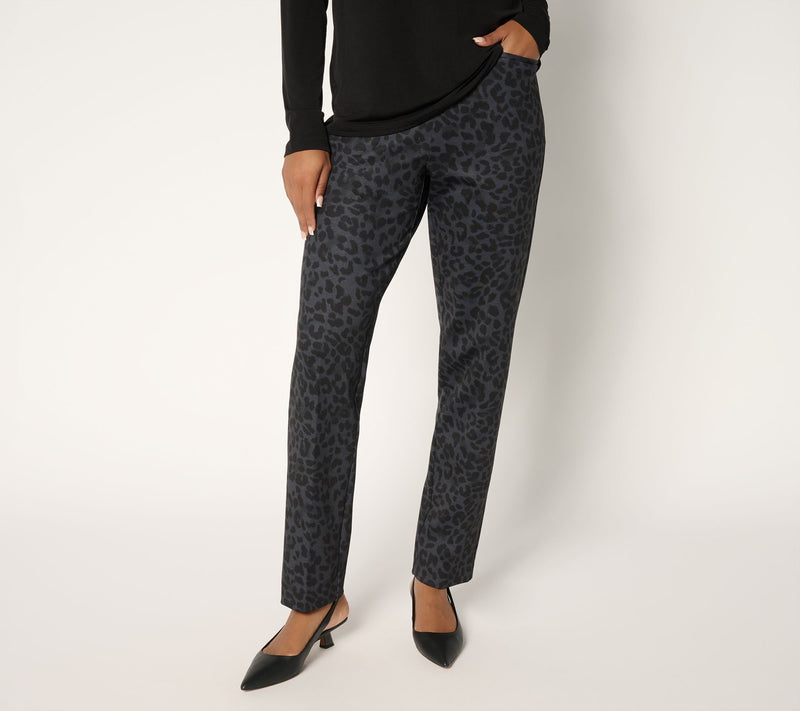 Susan Graver Regular Printed Ponte Straight Leg Pant — View 11