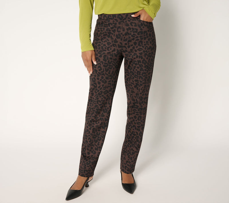 Susan Graver Regular Printed Ponte Straight Leg Pant — View 12