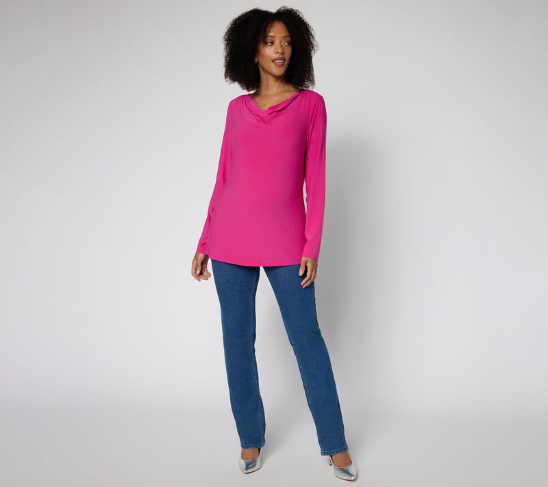 Brandis Dress Out Loud Discovery Knit Long Sleeve Drapey Top — View 4