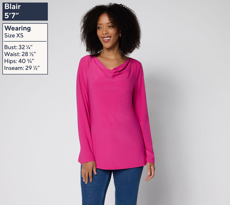 Brandis Dress Out Loud Discovery Knit Long Sleeve Drapey Top — View 2