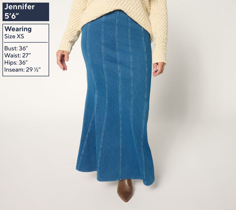 Women with Control Prime Stretch 2 Denim Regular Godet Skirt — View 3