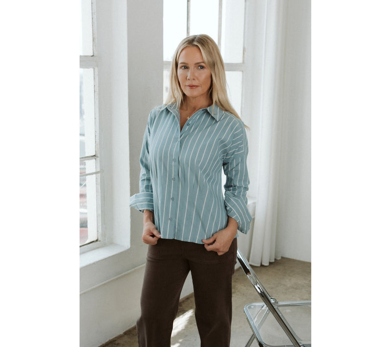 Me by Jennie Garth Bowery 100% Cotton Striped Shirt — View 4