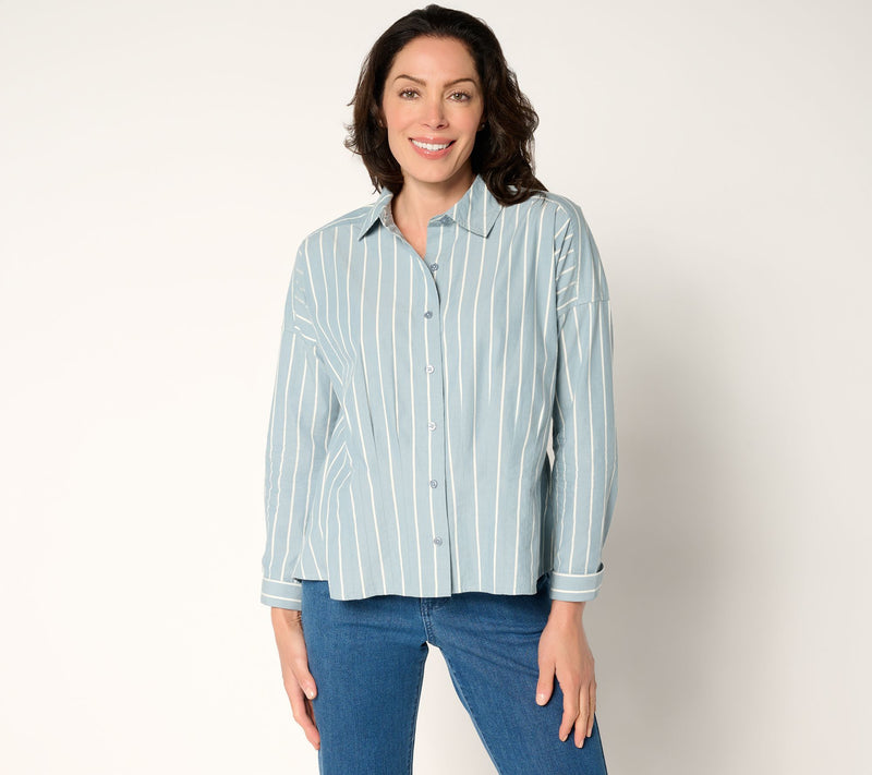 Me by Jennie Garth Bowery 100% Cotton Striped Shirt — Main view