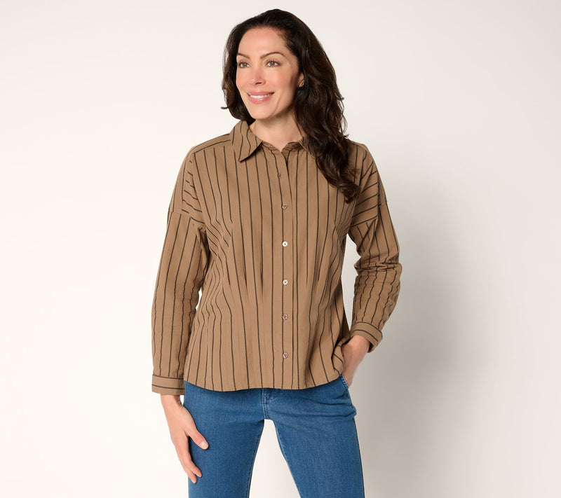 Me by Jennie Garth Bowery 100% Cotton Striped Shirt — View 9