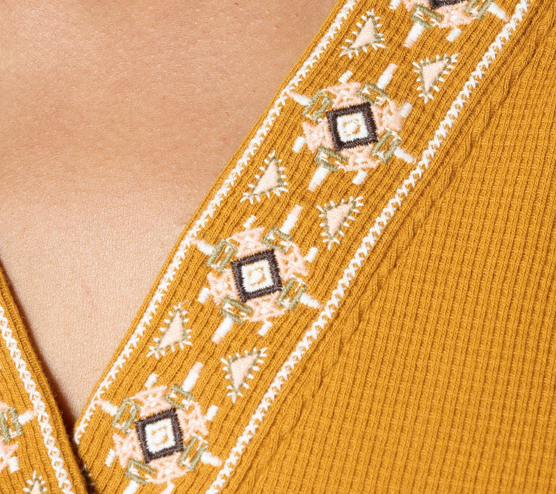 Denim & Co. Waffle Knit V-Neck Hooded Top — View 6