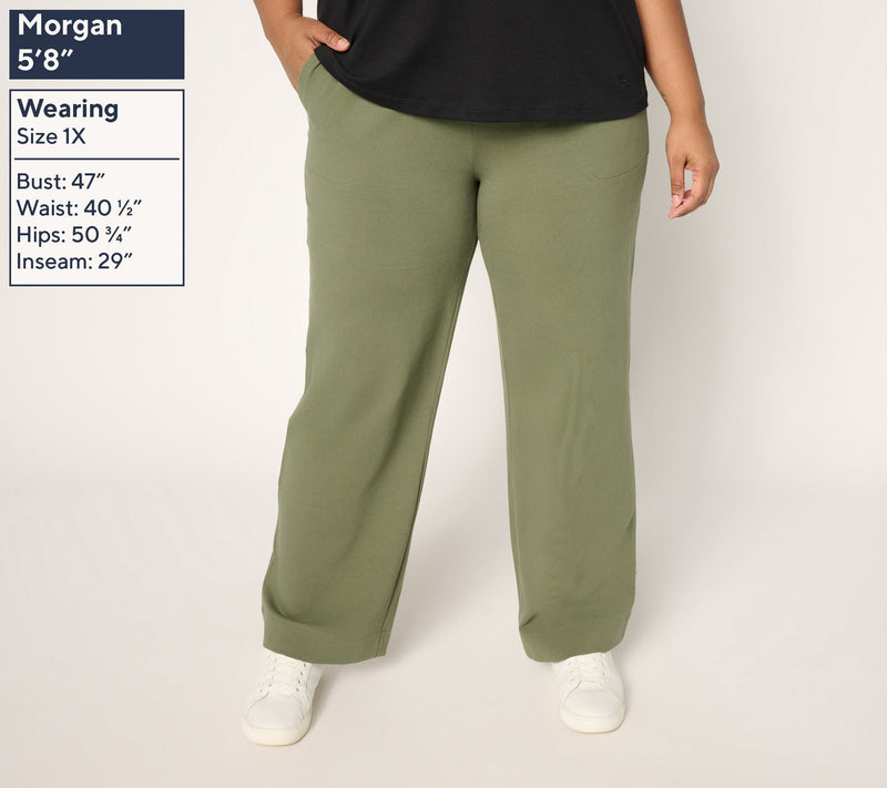Denim & Co. Active Petite Duo Stretch Full Length Wide Leg Pants — View 4