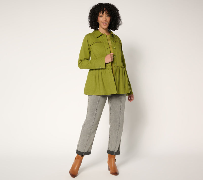 LOGO by Lori Goldstein Button Front Peplum Jacket — View 5