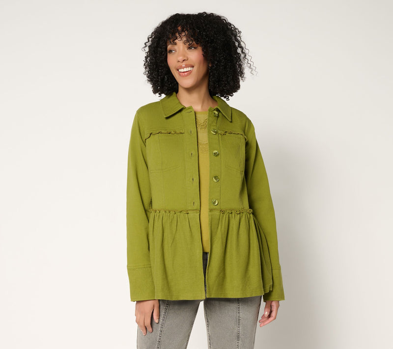 LOGO by Lori Goldstein Button Front Peplum Jacket — View 10