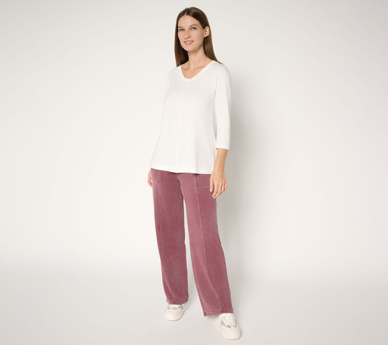 LOGO by Lori Goldstein Regular Full Length Pull On Knit Pants — View 7