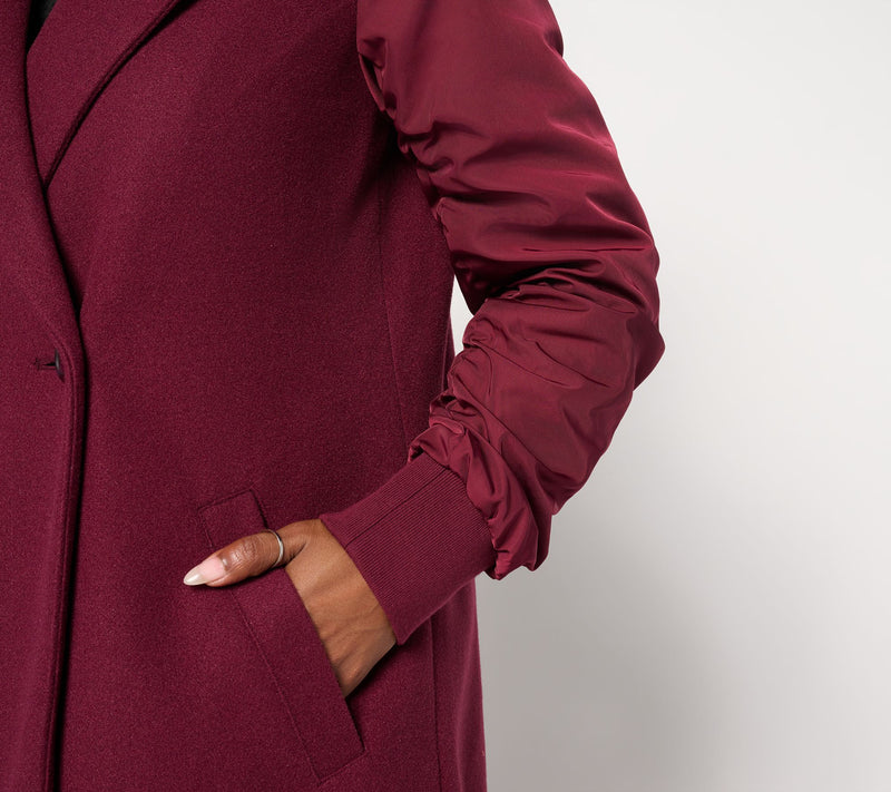 LOGO by Lori Goldstein Regular Ruched Sleeve Long Coat — View 5