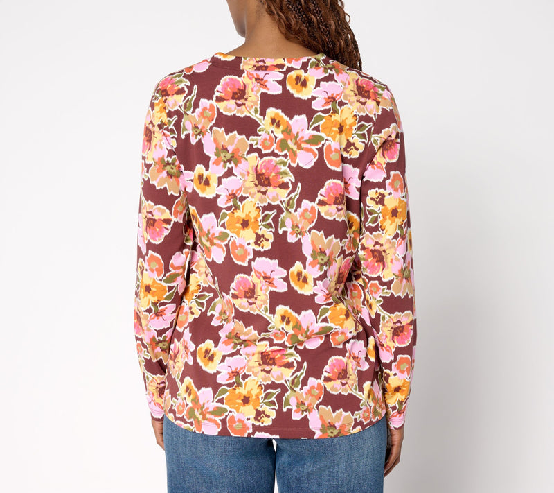 Denim & Co. Printed Favorite Jersey V-Neck Top — View 4