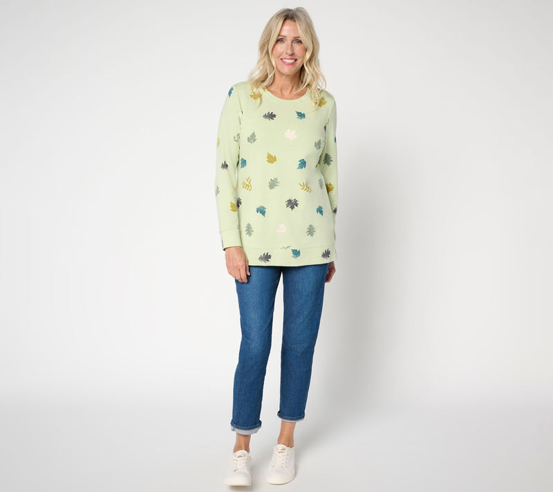 Denim & Co. Regular Printed Fall French Terry Tunic — View 11