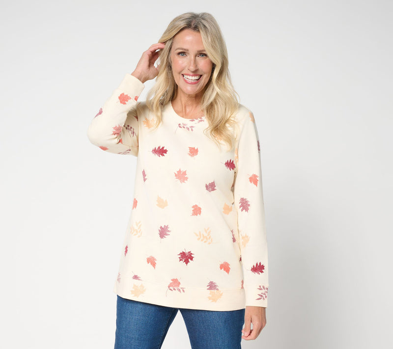 Denim & Co. Regular Printed Fall French Terry Tunic — View 7