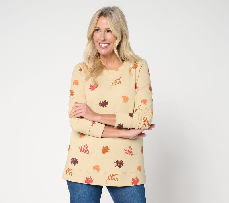 Denim & Co. Regular Printed Fall French Terry Tunic — View 3
