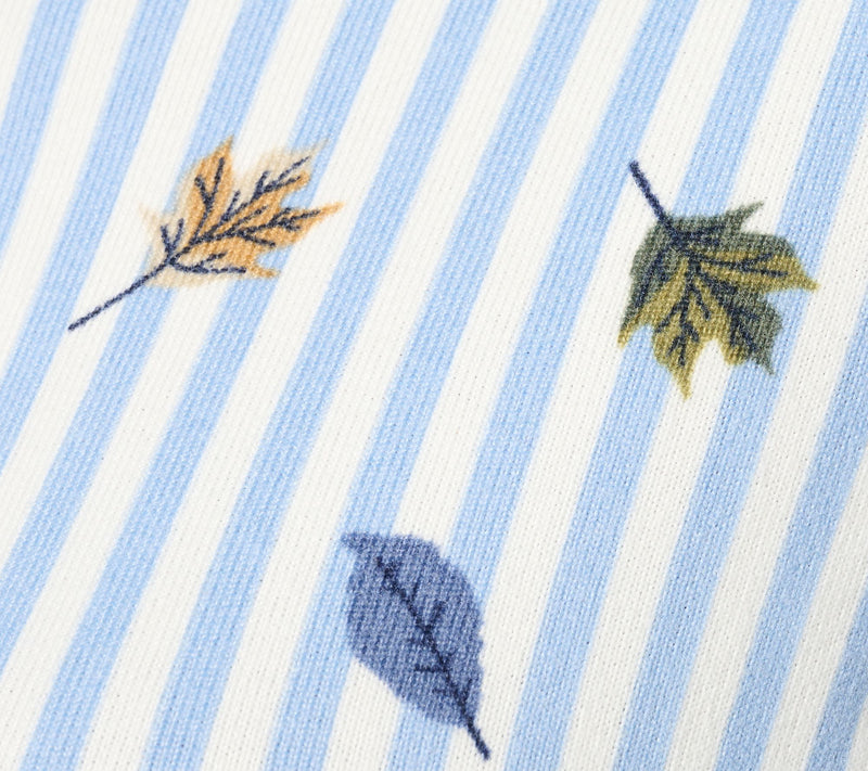 Denim & Co. Heavenly Jersey Button Front Fall Leaf Print Striped Top — View 6
