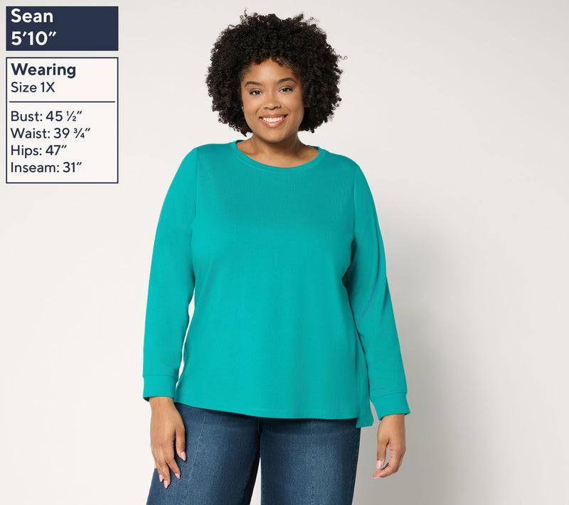 Denim & Co. Essentials Perfect Jersey Crew Neck Top — View 2