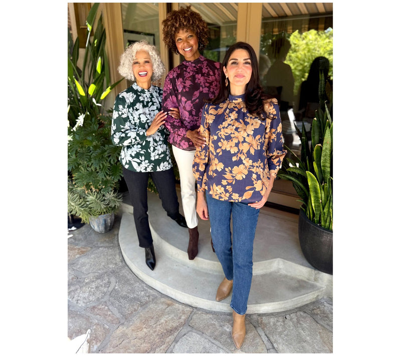 BEAUTIFUL by Lawrence Zarian Printed Mock Neck Blouse — View 5