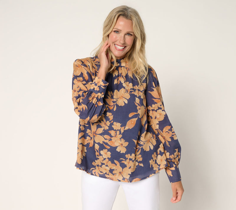 BEAUTIFUL by Lawrence Zarian Printed Mock Neck Blouse — Main view
