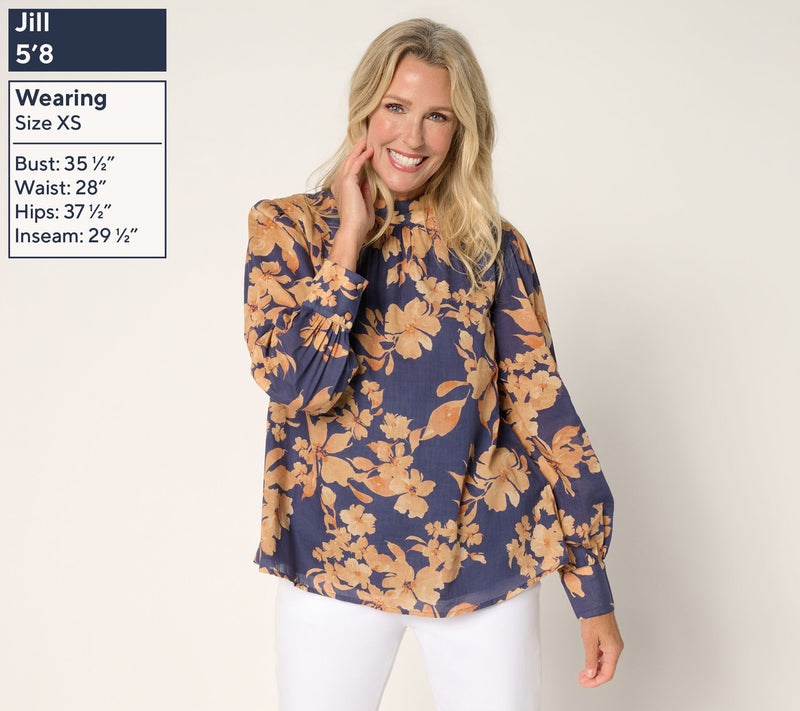 BEAUTIFUL by Lawrence Zarian Printed Mock Neck Blouse — View 2