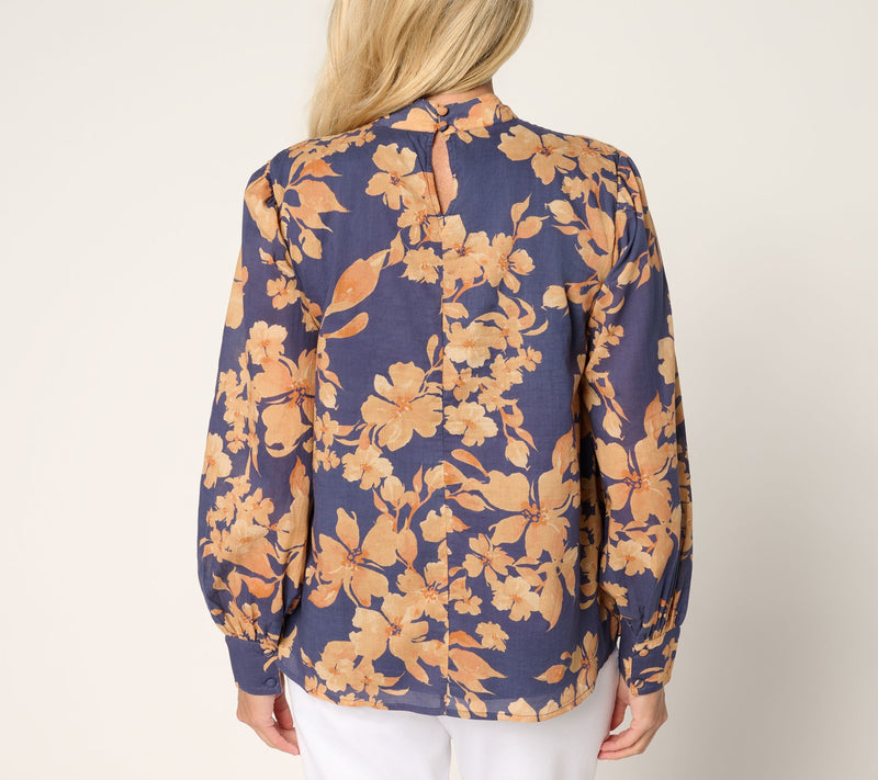 BEAUTIFUL by Lawrence Zarian Printed Mock Neck Blouse — View 3