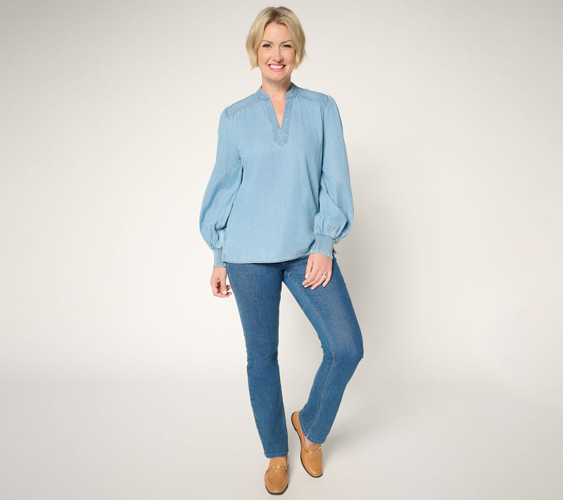 Martha Stewart Signature 100% Cotton Poet Sleeve Blouse — View 5