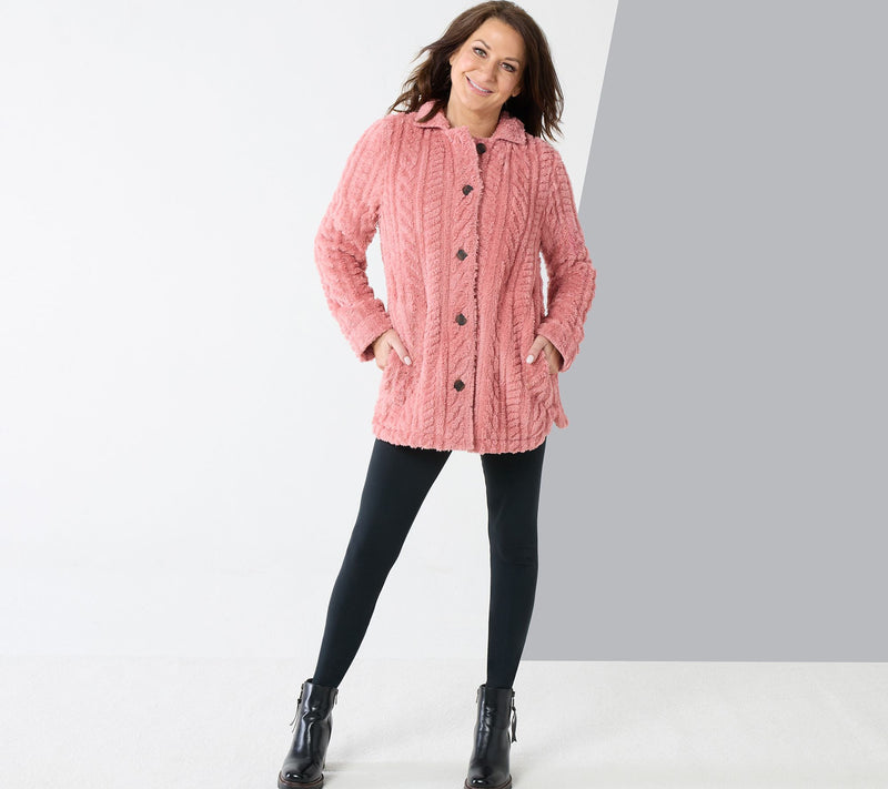 Cuddl Duds Sculpted Sherpa Shacket — View 17