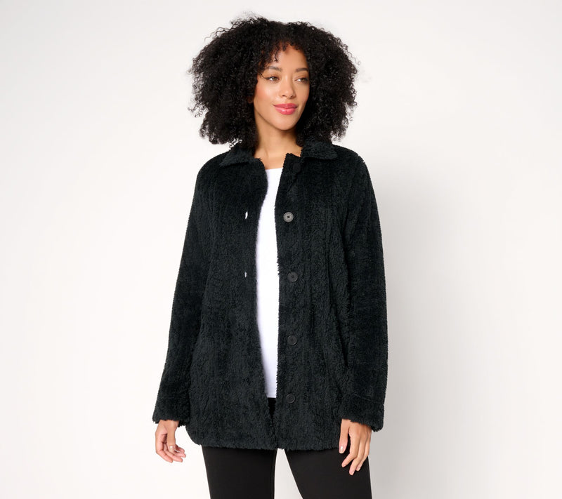 Cuddl Duds Sculpted Sherpa Shacket — View 3