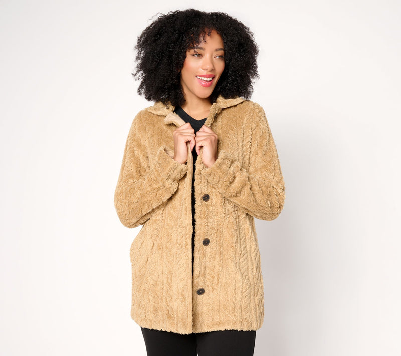 Cuddl Duds Sculpted Sherpa Shacket — View 5
