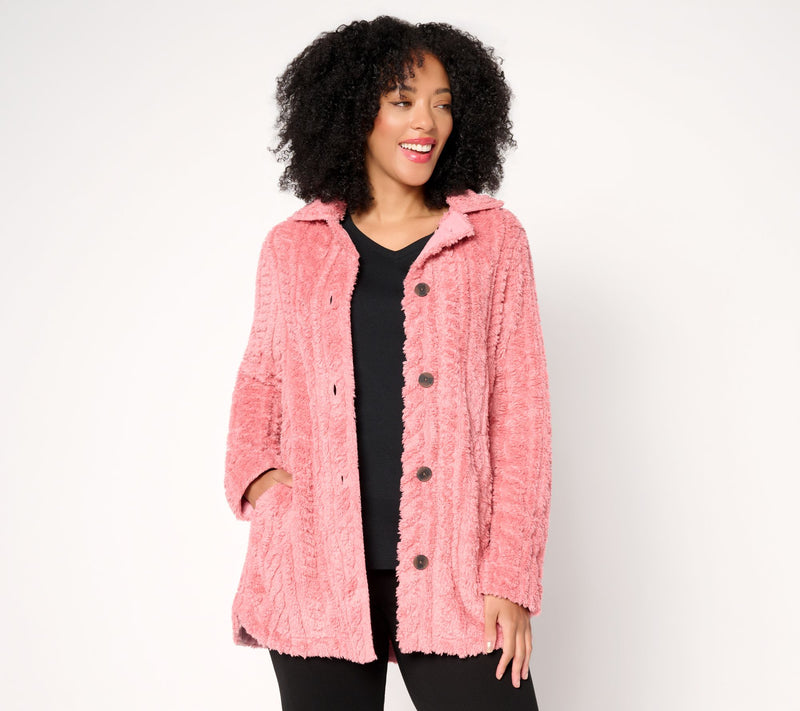 Cuddl Duds Sculpted Sherpa Shacket — Main view