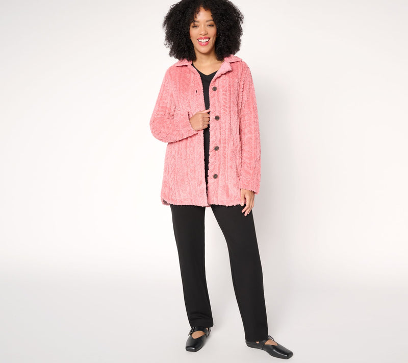 Cuddl Duds Sculpted Sherpa Shacket — View 14