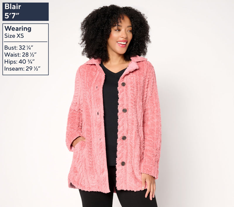 Cuddl Duds Sculpted Sherpa Shacket — View 12