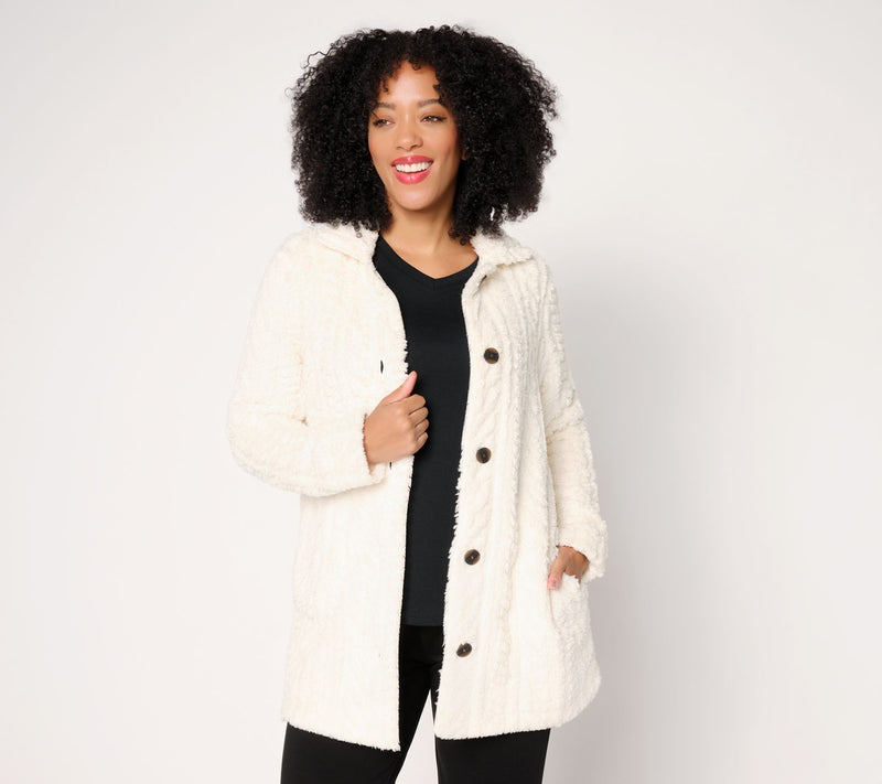 Cuddl Duds Sculpted Sherpa Shacket — View 11