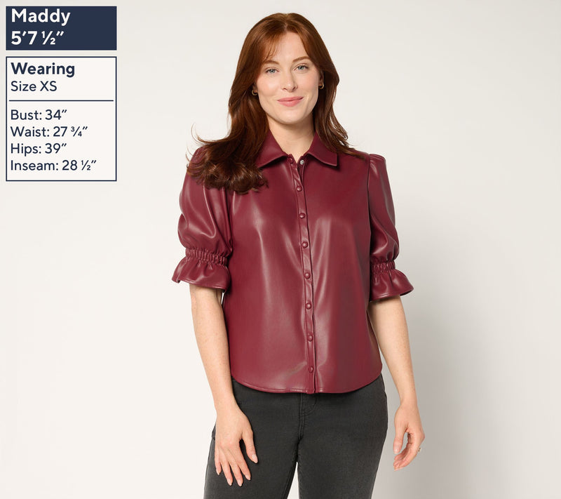 Me by Jennie Garth Liberty Faux Leather Blouse — View 3