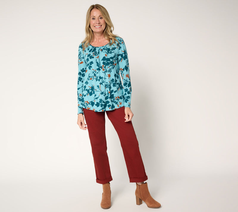 LOGO by Lori Goldstein Printed Scoop Neck Rayon 230 Top — View 5