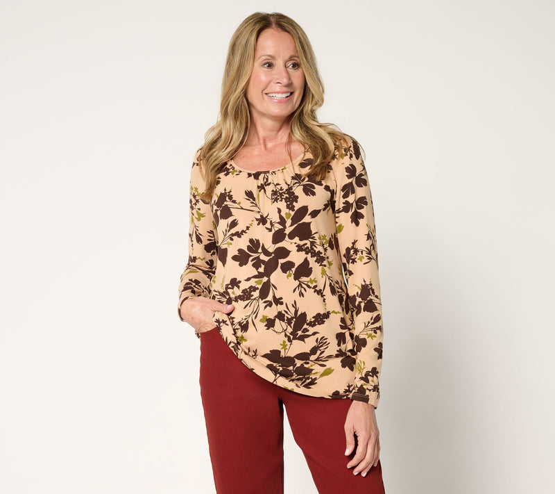 LOGO by Lori Goldstein Printed Scoop Neck Rayon 230 Top — View 12