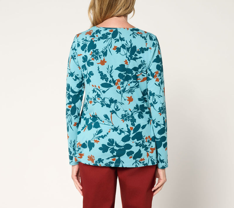 LOGO by Lori Goldstein Printed Scoop Neck Rayon 230 Top — View 4