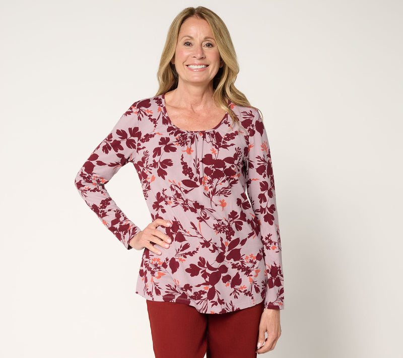 LOGO by Lori Goldstein Printed Scoop Neck Rayon 230 Top — View 13