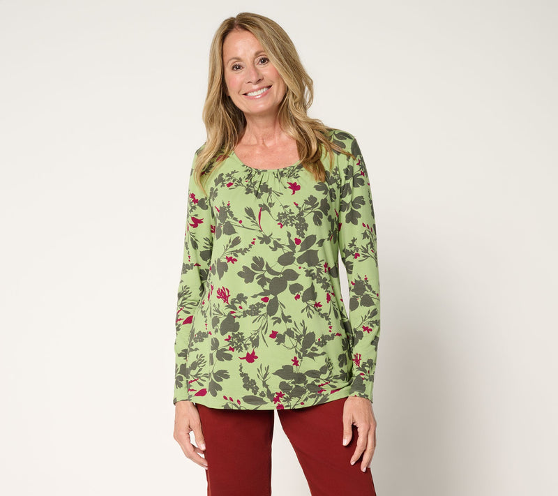 LOGO by Lori Goldstein Printed Scoop Neck Rayon 230 Top — View 14