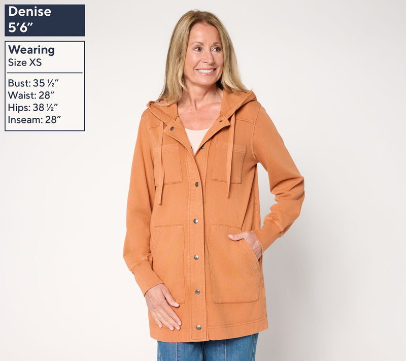 LOGO by Lori Goldstein Regular Long Snap Front Hoodie — View 11