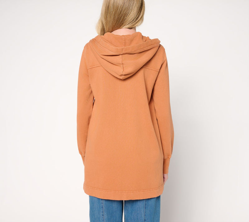 LOGO by Lori Goldstein Regular Long Snap Front Hoodie — View 12
