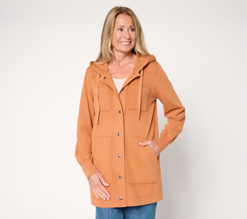 LOGO by Lori Goldstein Regular Long Snap Front Hoodie — View 3