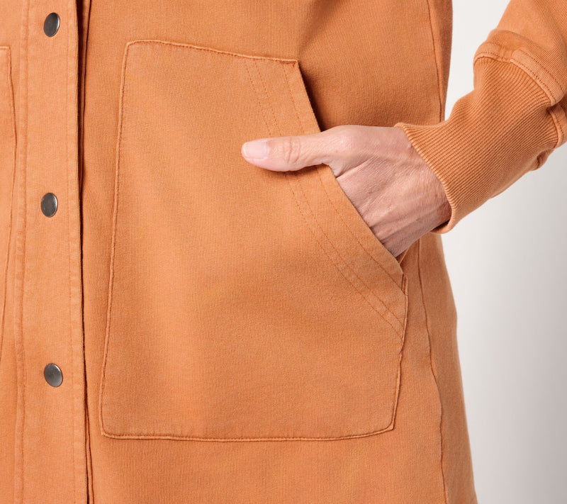 LOGO by Lori Goldstein Petite Long Snap Front Hoodie — View 14