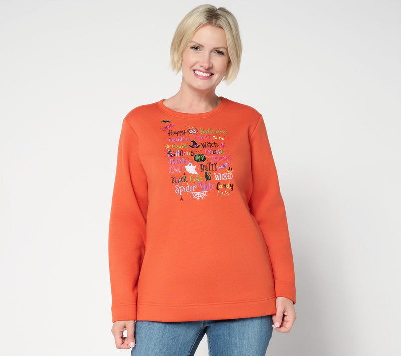 Quacker Factory Come in for a Spell Fleece Sweatshirt — View 10