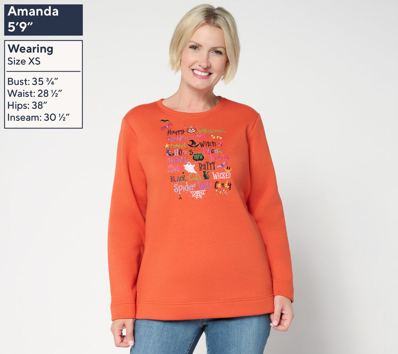 Quacker Factory Come in for a Spell Fleece Sweatshirt — View 3