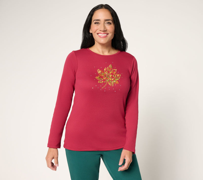 Quaker Factory Stitch in Time Fall Fauna Long Sleeve Top — Main view