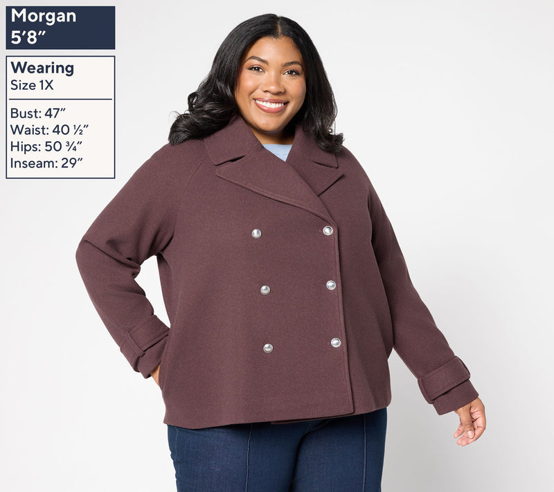 BEAUTIFUL by Lawrence Zarian Double Breasted Short Peacoat — View 2