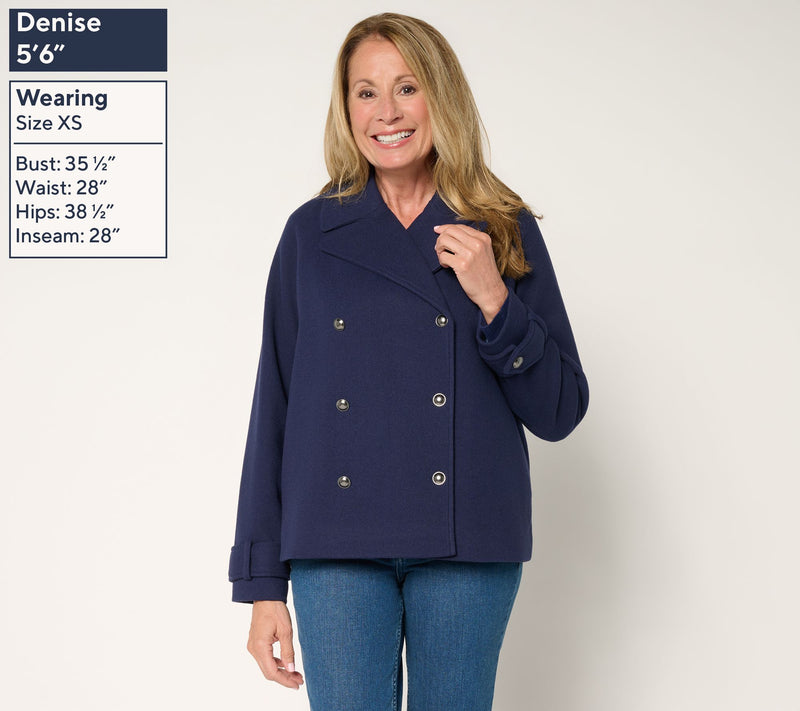 BEAUTIFUL by Lawrence Zarian Double Breasted Short Peacoat — View 3