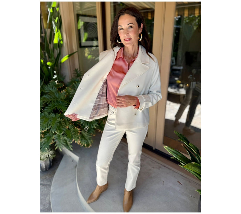 BEAUTIFUL by Lawrence Zarian Double Breasted Short Peacoat — View 8